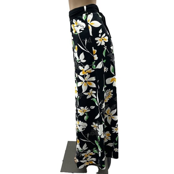 Vintage 60s-70s Floral Print Maxi A-Line Skirt Tie Waist Vibrant Flower Design - Picture 8 of 9